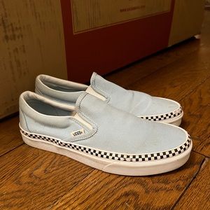 Light Blue On Check Foxing Slip-on Vans Women’s 8.5